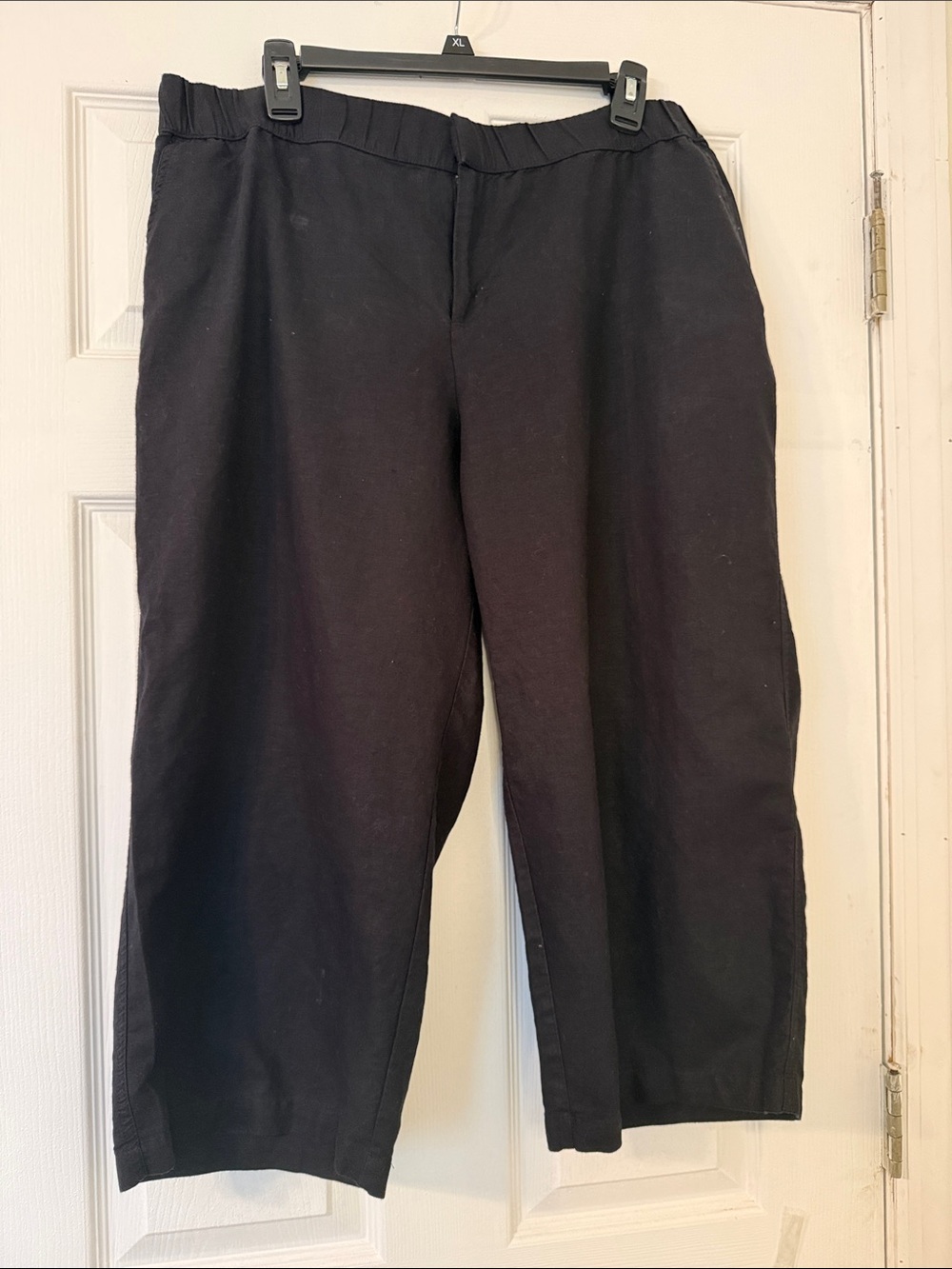 Liz Claiborne Woman Black Linen Blend Classic Pants Size 0X Elastic Waist